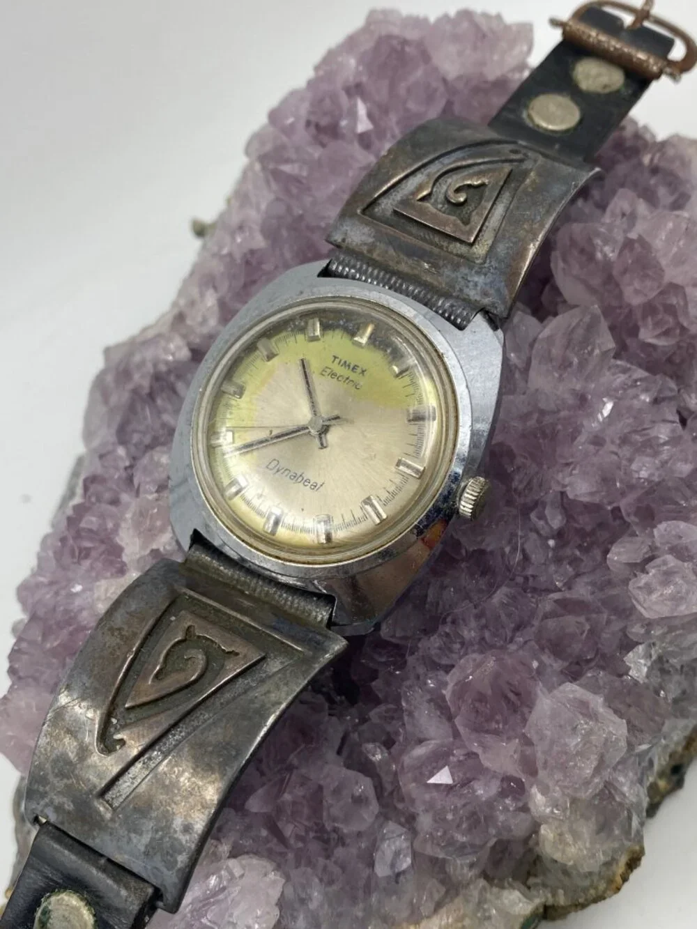 Vintage Timex Electric Dynabeat with Sterling Silver watch tips